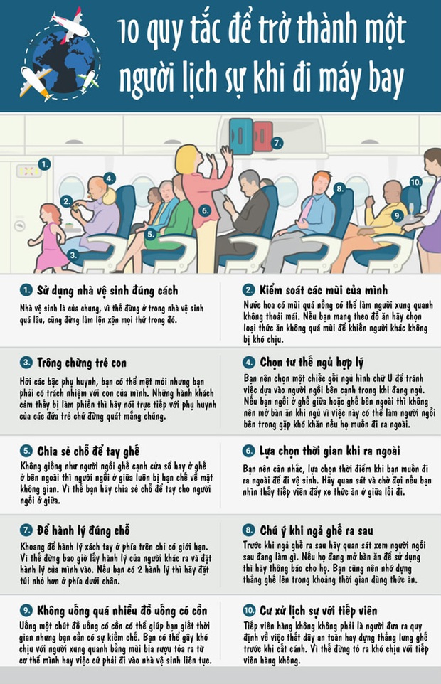 Đọc ngay 10 quy tắc này để chúng ta không trở thành người bất lịch sự khi đi máy bay - Ảnh 2.