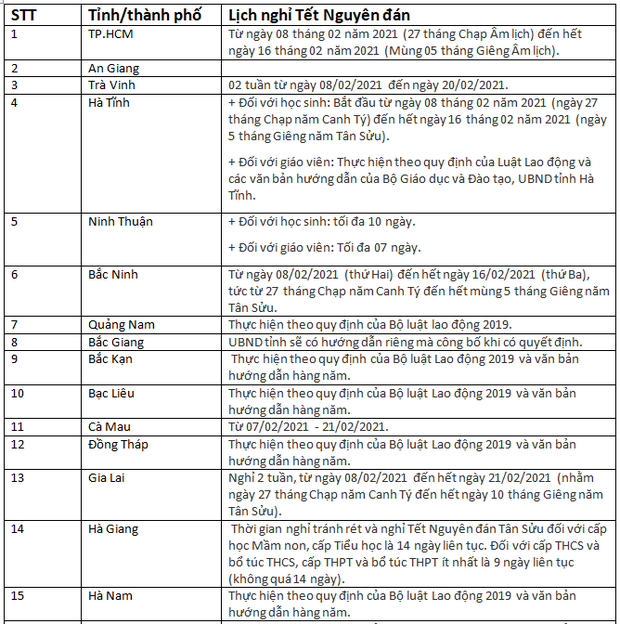 Cập nhật: Lịch nghỉ Tết Nguyên đán, Tết Dương lịch của 63 tỉnh thành cho học sinh các cấp - Ảnh 1.