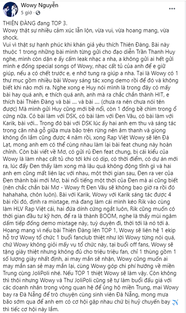 Wowy khẳng định đã thu âm một bài cùng với Đen Vâu nhưng bản rap này sẽ mãi mãi không được ra mắt? - Ảnh 3. Wowy khẳng định đã thu âm một bài cùng với Đen Vâu nhưng bản rap này sẽ mãi mãi không được ra mắt? - Ảnh 3.