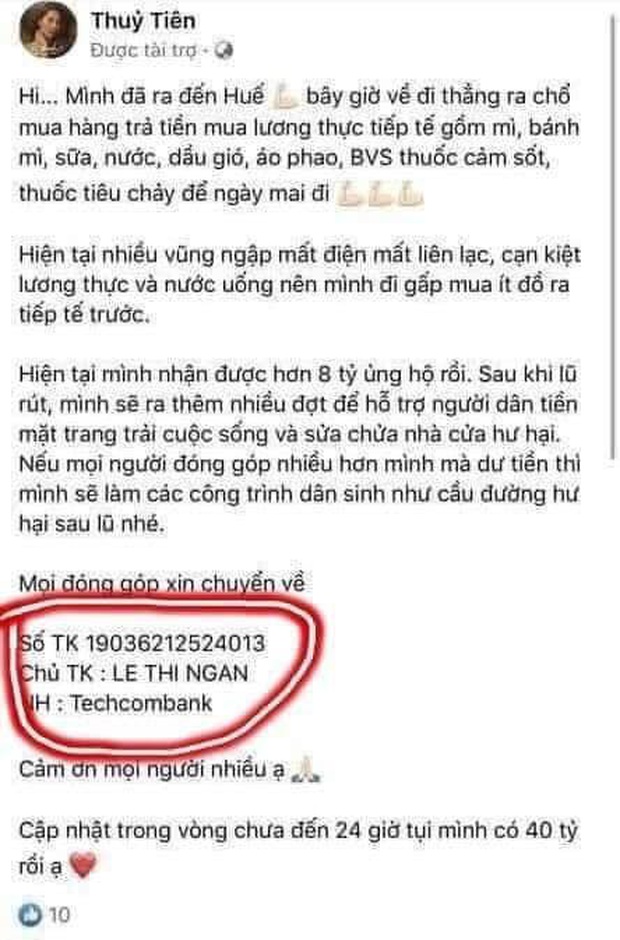 Cảnh báo: Xuất hiện Fanpage giả mạo Thuỷ Tiên kêu tiền từ thiện, nữ ca sĩ đích thân lên tiếng bày tỏ thái độ quyết liệt - Ảnh 2.