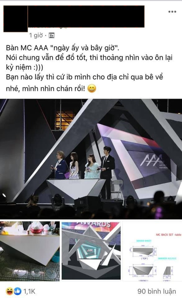 Góc ngã ngửa: Chiếc bàn MC ở AAA 2019 Việt Nam sau 1 năm cũng chỉ dùng để bát đũa? - Ảnh 1.