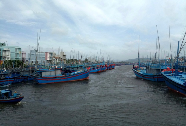 Bình Định: Người dân gần tâm bão số 9 hối hả dùng bao nước chằng chống nhà tốc mái - Ảnh 1.