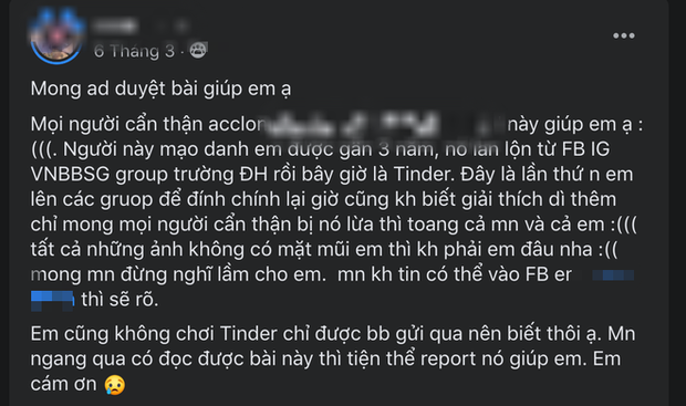 Cảnh báo: Nhiều hình ảnh, thông tin cá nhân bị giả danh lên Tinder tìm Sugar Daddy - Ảnh 3.