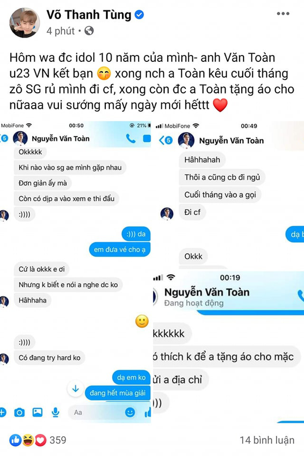 Hạnh phúc của một fanboy: Xạ thủ điển trai Divkid sướng mấy ngày vì được tuyển thủ Văn Toàn kết bạn Facebook, còn tặng cả áo thi đấu - Ảnh 1.