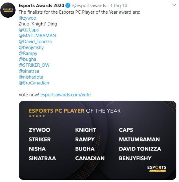 Esports Awards năm nay, không Faker cũng không T1 trong Pro Vote - Ảnh 1.