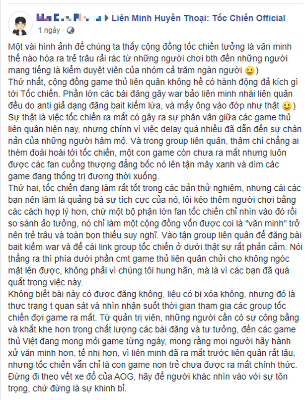 Game thủ Liên Quân viết sớ lên án cộng đồng LMHT: Tốc Chiến toàn trẻ trâu, tố cáo đội ngũ kiểm duyệt - Ảnh 2.