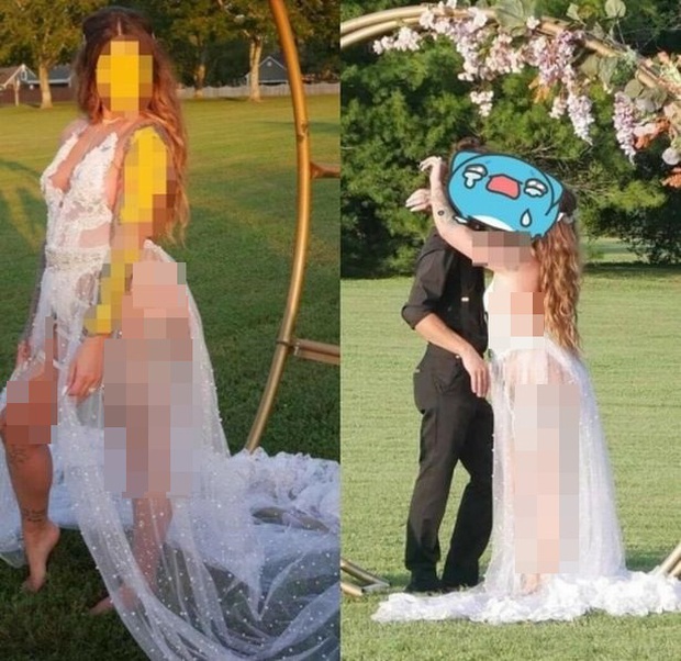 Cô dâu gây xôn xao MXH với chiếc váy cưới khiến dân tình nóng mắt, quan khách cũng phải xấu hổ không dám nhìn - Ảnh 1.