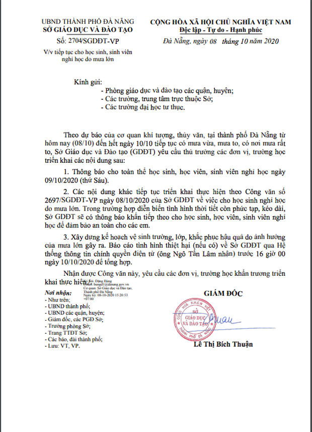 Cập nhật 9/10: 4 địa phương ra thông báo khẩn cho học sinh nghỉ học, có nơi nghỉ đến hết tuần - Ảnh 3.