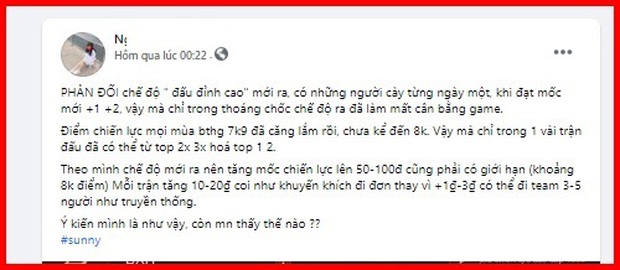 Dân cày Chiến Lực bẩn trong Liên Quân uất nghẹn vì cơ chế mới, Đấu Đỉnh Cao lại được ngợi ca - Ảnh 6.