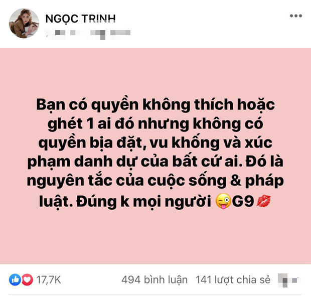 Ngọc Trinh bị netizen “tấn công” sau status ngầm bênh vực Hương Giang, đến mức phải lên tiếng giải thích ngay và luôn! - Ảnh 4.