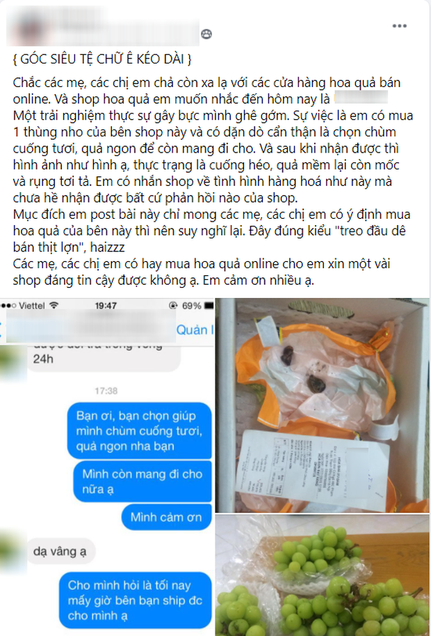 Cửa hàng hoa quả nổi tiếng bị tố bán nho héo, quả mềm, rụng tơi tả cho khách - Ảnh 1.