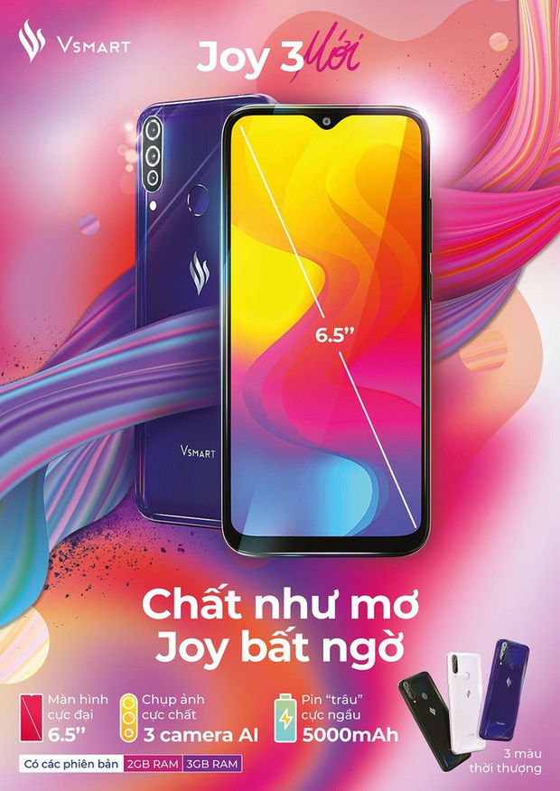 Vsmart Joy 3 chính thức ra mắt: Cụm camera 3 ống kính, pin siêu khủng 5000mAh, giá từ 1,99- 2,29 triệu - Ảnh 1.