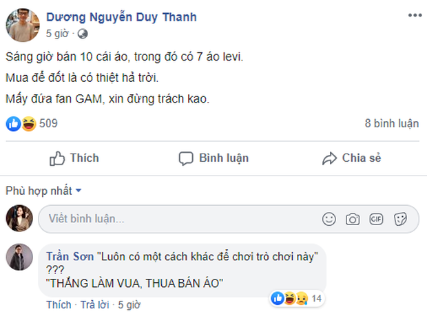 Anti-fan cà khịa mua áo Levi về để đốt, HLV Tinikun tỉnh bơ: Áo xịn đốt nhanh cháy nên mua nhiều vào - Ảnh 3.