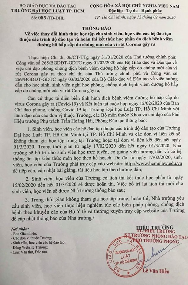 Cập nhật: Danh sách hơn 45 trường ĐH, CĐ cho sinh viên nghỉ tiếp đến cuối tháng 2 hoặc sang tháng 3 để phòng dịch Covid-19 - Ảnh 5.