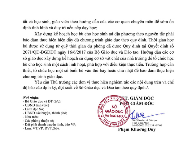 11 người nhiễm virus Covid-19, Vĩnh Phúc cho toàn bộ học sinh nghỉ lần 3 đến 22/2 - Ảnh 2. 11 người nhiễm virus Covid-19, Vĩnh Phúc cho toàn bộ học sinh nghỉ lần 3 đến 22/2 - Ảnh 2.