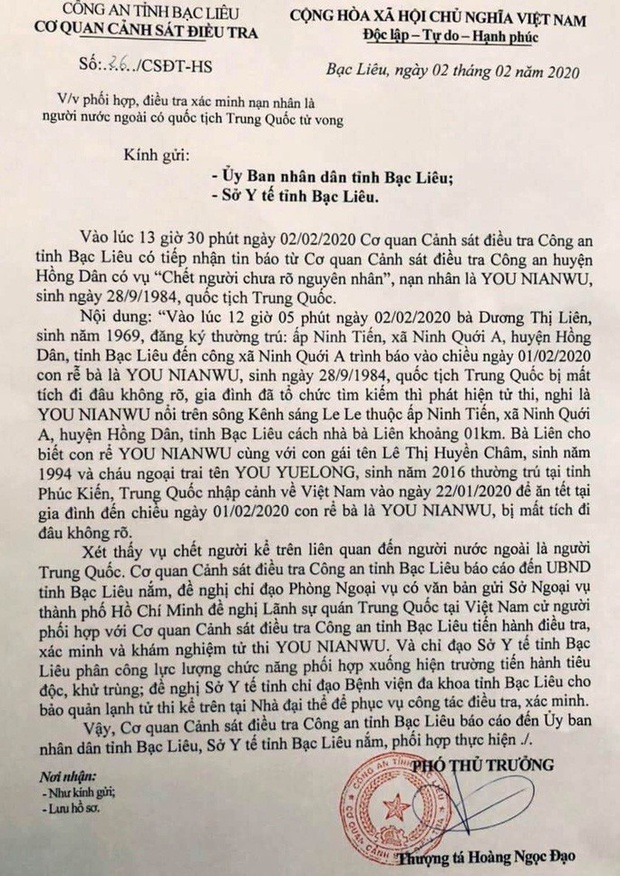 Phát hiện thi thể người đàn ông Trung Quốc chết ở Bạc Liêu - Ảnh 1. Phát hiện thi thể người đàn ông Trung Quốc chết ở Bạc Liêu - Ảnh 1.