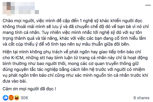 Người thuộc công ty ICM đôi co với netizen và nhắc tới Sơn Tùng M-TP khẳng định mình không phải là quản lý truyền thông của K-ICM! - Ảnh 3.