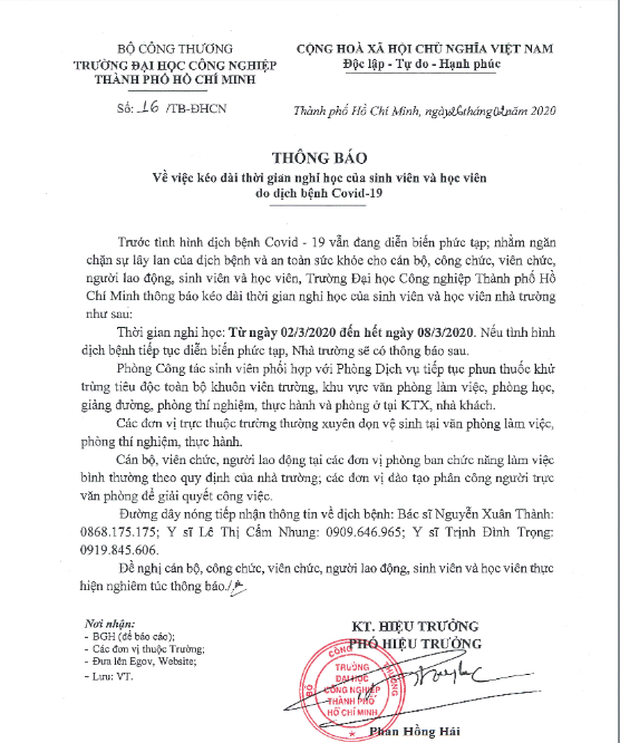 Cập nhật: Danh sách 13 trường Đại học, Cao đẳng cho sinh viên nghỉ tiếp từ 1 tuần hoặc hết tháng 3/2020 - Ảnh 3.