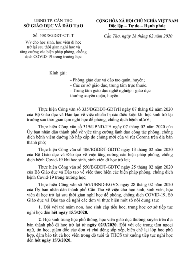Công văn thông báo cho học sinh nghỉ hết tháng 3 là giả mạo! - Ảnh 2. Công văn thông báo cho học sinh nghỉ hết tháng 3 là giả mạo! - Ảnh 2.