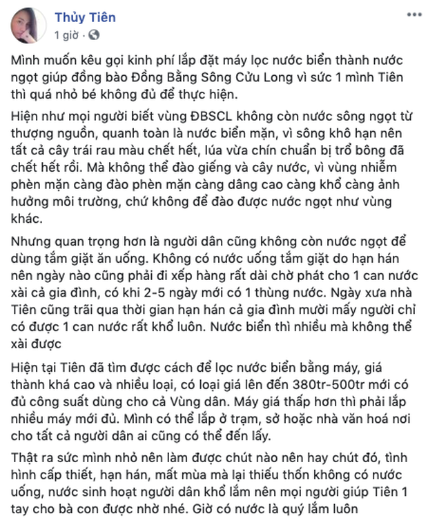 Thủy Tiên chi nóng 50 triệu, tích cực kêu gọi khán giả chung tay giúp đỡ người dân miền Tây đang điêu đứng vì hạn và mặn - Ảnh 3.