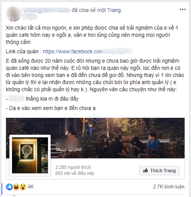 Quán cà phê ở Hà Nội nhận bão 1 sao đúng ngày sinh nhật vì chủ quán chửi khách, bảo khách không biết mở mồm ra khi bước vào - Ảnh 2. Quán cà phê ở Hà Nội nhận bão 1 sao đúng ngày sinh nhật vì chủ quán chửi khách, bảo khách không biết mở mồm ra khi bước vào - Ảnh 2.