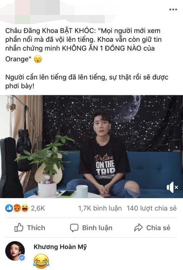 Châu Đăng Khoa bật khóc khẳng định không ăn đồng nào, Orange đã có ngay động thái cà khịa công khai đây này! - Ảnh 1.