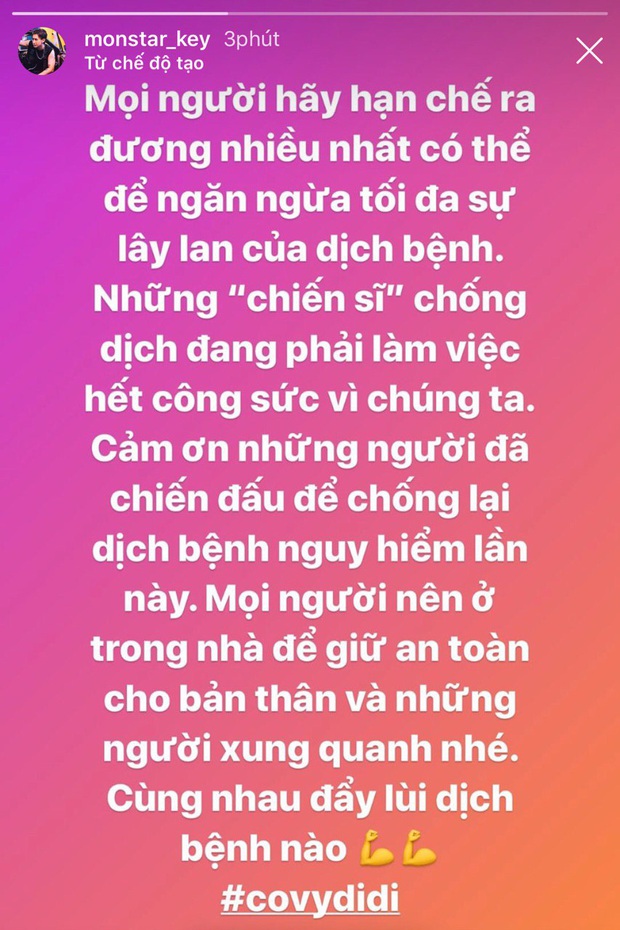 K-ICM, Puka và dàn sao Vbiz đồng loạt gửi lời nhắn tới các chiến sĩ chống dịch: Cảm ơn vì sự hi sinh cao cả thầm lặng! - Ảnh 8.