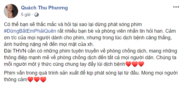 Đừng Bắt Em Phải Quên hoãn chiếu, nhường sóng cho phim tuyên truyền phòng tránh COVID-19 - Ảnh 4.