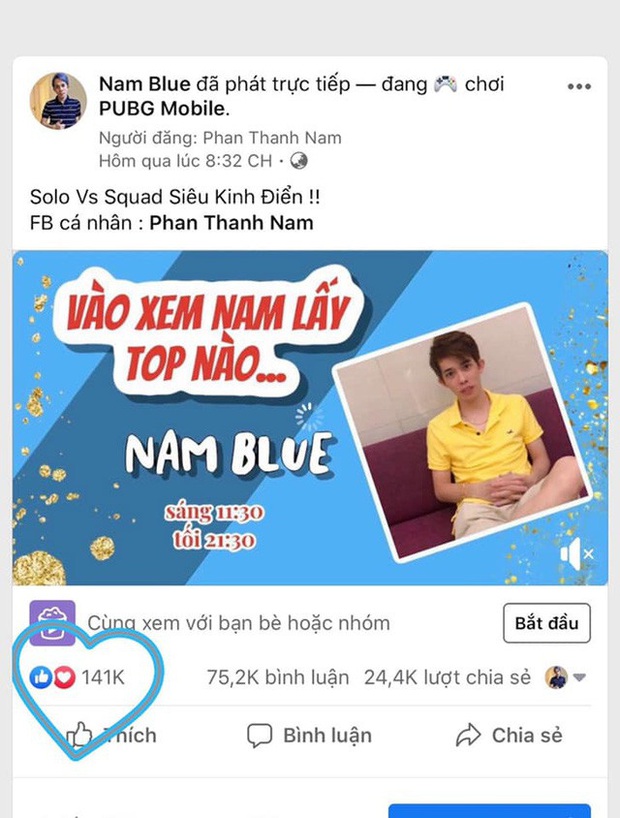 Streamer Nam Blue lập kỉ lục mới, 141.000 thả like cho một buổi stream - Ảnh 2.