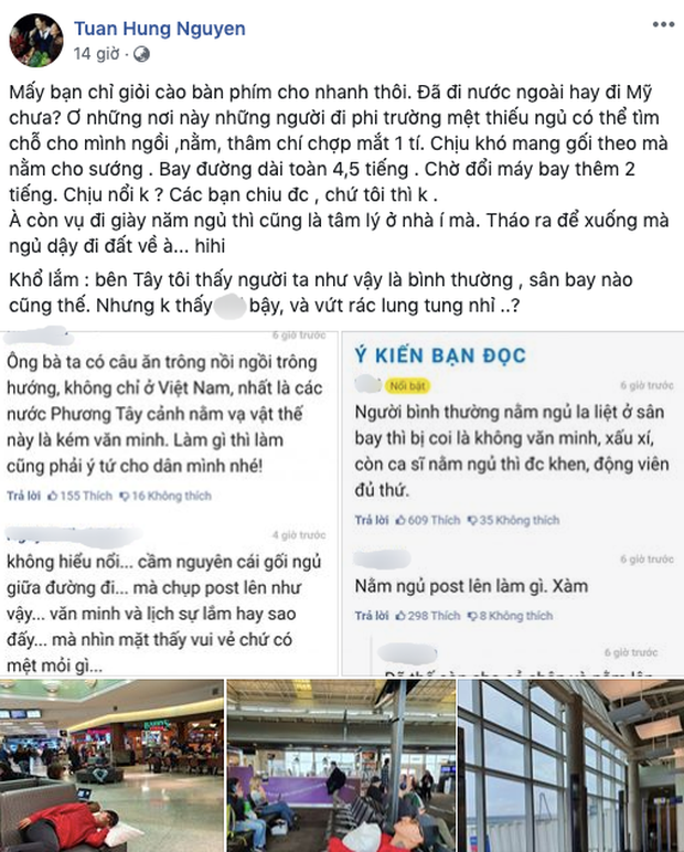 Bị chỉ trích dáng ngủ tại sân bay, Tuấn Hưng gay gắt phản pháo: Đã đi nước ngoài hay đi Mỹ chưa? - Ảnh 2. Bị chỉ trích dáng ngủ tại sân bay, Tuấn Hưng gay gắt phản pháo: Đã đi nước ngoài hay đi Mỹ chưa? - Ảnh 2.