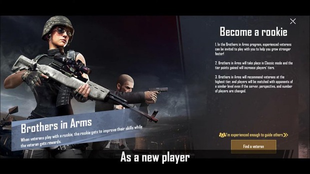 PUBG Mobile: Tính năng mới Brothers in Arms giúp người chơi cấp thấp có nhiều cơ hội cải thiện kỹ năng - Ảnh 3.