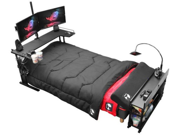 Mẫu giường dành cho những con mọt Internet và game: Vừa nằm vừa cày cả ngày không chán, thứ gì cũng sẵn có phục vụ - Ảnh 2.