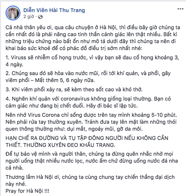 Dàn sao Việt trấn an công chúng khi Việt Nam xuất hiện ca nhiễm Covid-19 thứ 17: Trấn Thành và Thu Trang đáng chú ý nhất! - Ảnh 3. Dàn sao Việt trấn an công chúng khi Việt Nam xuất hiện ca nhiễm Covid-19 thứ 17: Trấn Thành và Thu Trang đáng chú ý nhất! - Ảnh 3.