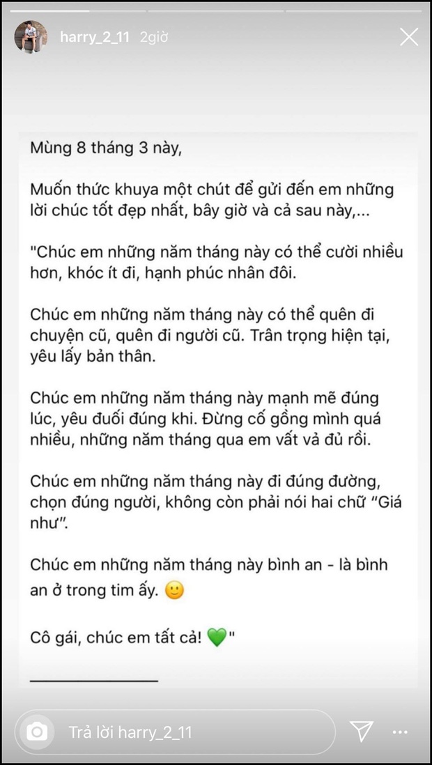 Vừa được Quang Hải “chúc em tất cả”, Nhật Lê chắc cũng đang rối bời vì Hưng Harry đăng story với nội dung y chang - Ảnh 1.