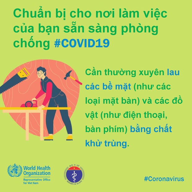 Tổ chức Y tế Thế giới (WHO) phối hợp với Bộ Y tế đưa ra những lưu ý cần thiết khi đi làm để phòng chống COVID-19 - Ảnh 9.
