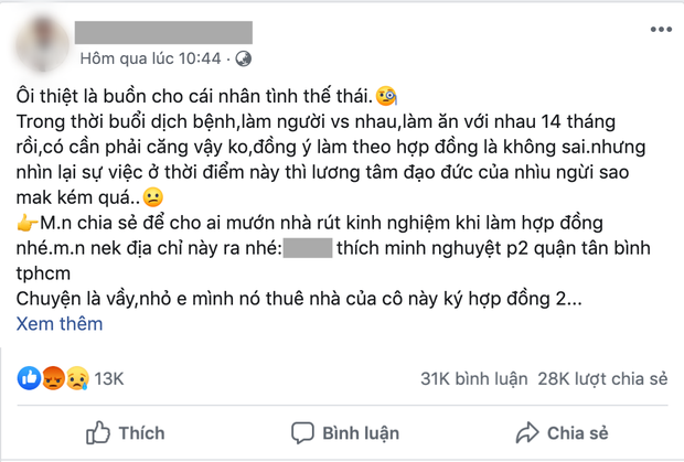 Xôn xao chuyện chủ nhà ở Sài Gòn đuổi người thuê trọ giữa mùa dịch Covid-19 vì chậm tiền 7 ngày - Ảnh 1.