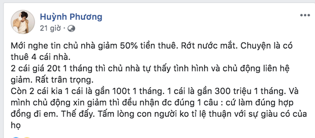 Huỳnh Phương bị ném đá gay gắt vì trách chủ nhà không giảm tiền thuê mùa dịch, còn đăng đàn đáp trả nhưng có hợp lý? - Ảnh 2.