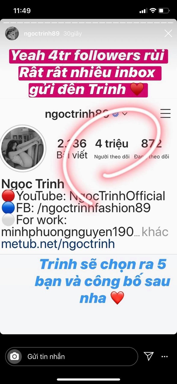 Ngọc Trinh trở thành nghệ sĩ thứ 3 của Vbiz cán mốc 4 triệu follower Instagram, hứa tặng quà đặc biệt cho fan ăn mừng - Ảnh 3.