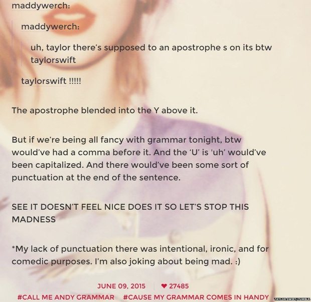 "Miss Grammar" Taylor Swift: Correcting spelling mistakes for fans, the world's leading test preparation organization catches lyric errors and still bluntly responds not to bother with her grammar" - Photo 17.