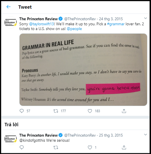 "Miss Grammar" Taylor Swift: Correcting spelling mistakes for fans, the world's leading test preparation organization catches lyric errors and still bluntly responds not to bother with her grammar" - Photo 4.