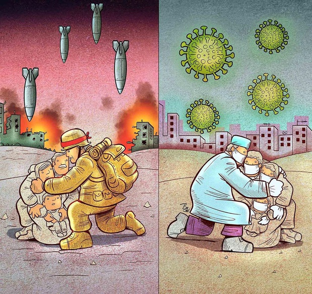 Bộ tranh về những người ở tuyến đầu chống dịch Covid-19: Dù virus là kẻ thù vô hình nhưng cuộc chiến vẫn quá tàn nhẫn và có nhiều sự hy sinh! - Ảnh 12. Bộ tranh về những người ở tuyến đầu chống dịch Covid-19: Dù virus là kẻ thù vô hình nhưng cuộc chiến vẫn quá tàn nhẫn và có nhiều sự hy sinh! - Ảnh 12.