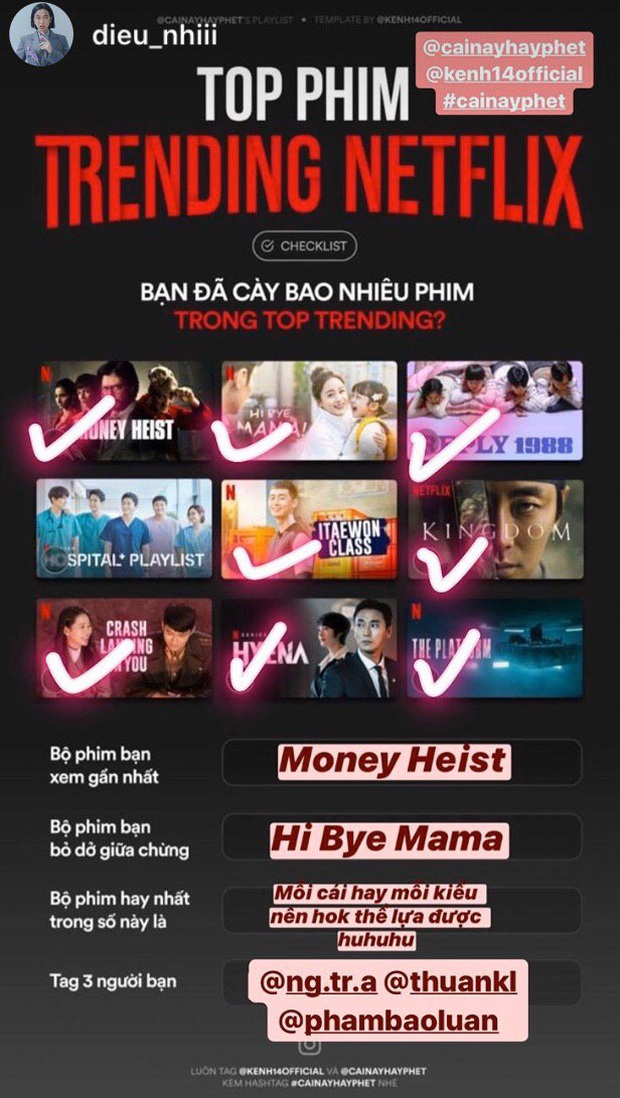 Sao Việt ở nhà gặm nhấm Netflix: Cao Thiên Trang cày sạch top trending, Puka cực mê The Platform - Ảnh 4.