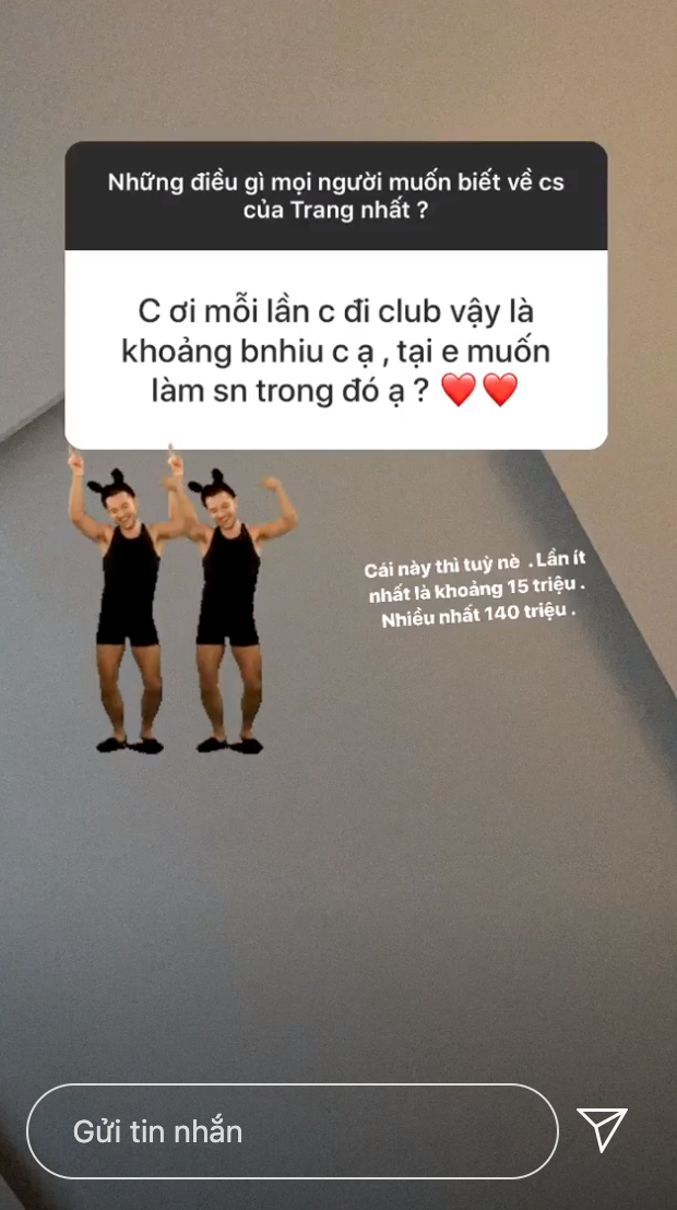 Fan hỏi Trang Anna đáp: Một lần đi bar hết 140 triệu, vòng một có sẵn rồi nên chỉ sửa mũi làm răng thôi - Ảnh 4. Fan hỏi Trang Anna đáp: Một lần đi bar hết 140 triệu, vòng một có sẵn rồi nên chỉ sửa mũi làm răng thôi - Ảnh 4.