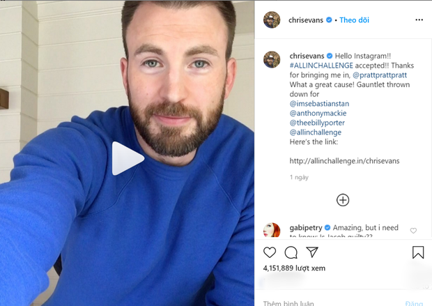 Vừa lập Instagram, Đội trưởng Mỹ Chris Evans liền triệu tập hội Avengers tham gia thử thách chống COVID-19 lia lịa - Ảnh 2.