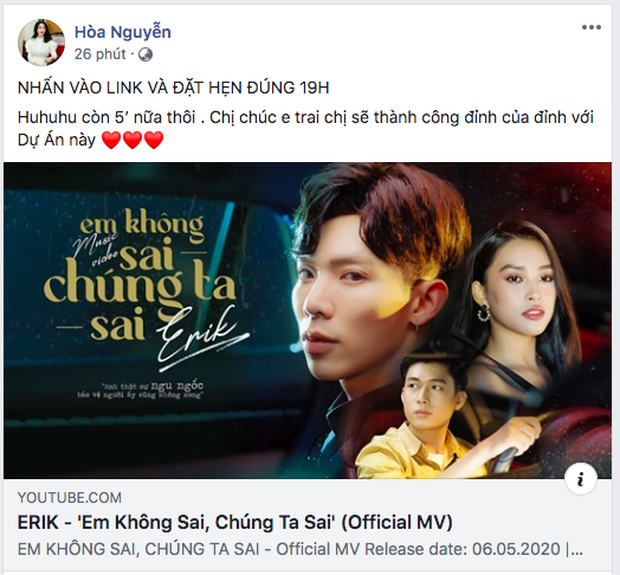 Trấn Thành - Hương Giang khen ngợi tới tấp, Hoà Minzy - Đức Phúc thì PR triệt để còn netizen thẳng thắn nhận xét MV mới của Erik nhạt! - Ảnh 4.