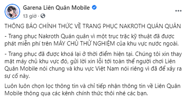 Liên Quân Mobile: Garena đính chính về việc tặng 250 skin Nakroth ADC nhưng game thủ Việt vẫn từ chối hiểu - Ảnh 1.