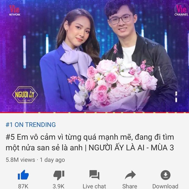 Người ấy là ai lập hattrick khi có tới 3 tập liên tiếp đạt top 1 trending Youtube - Ảnh 4.