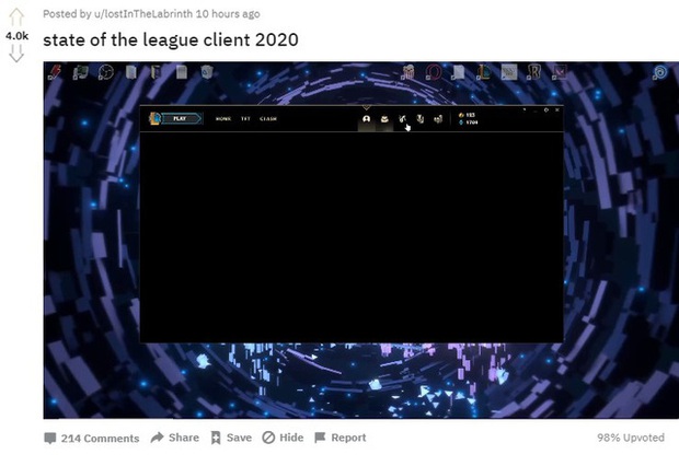 Game thủ ngán ngẩm vì client LMHT hóa màn hình đen - Riot làm mọi thứ đều hỏng, trừ Cửa Hàng - Ảnh 1.