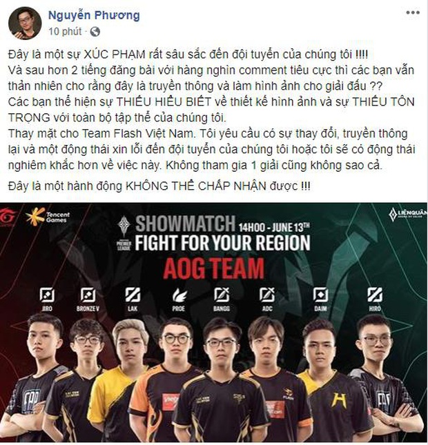 Poster đội hình tham dự showmatch Liên Quân trước thềm APL gây tranh cãi, giám đốc Team Flash lên tiếng phản ứng gay gắt! - Ảnh 7.