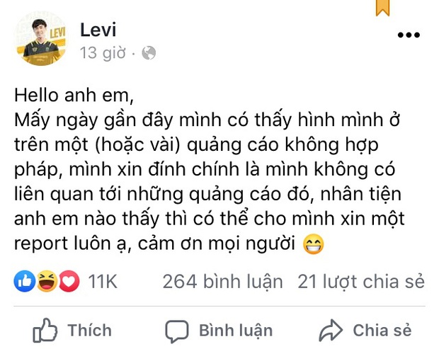 Levi bị web cá độ dùng hình ảnh trái phép, cộng đồng phản ứng dữ dội - Ảnh 2.